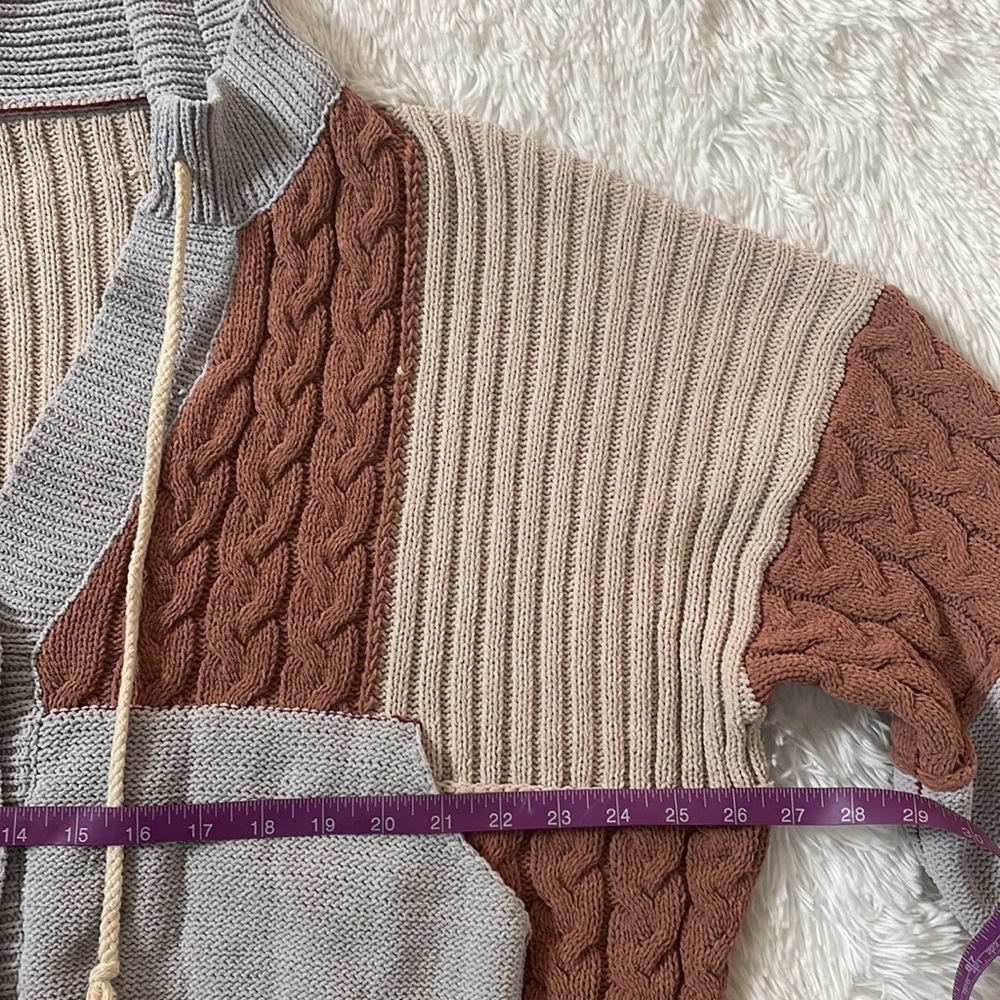 POL Oversized Chunky Brick and Camel Hooded Sweater - Picture 6 of 10
